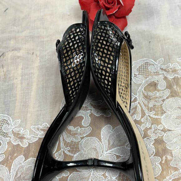 PRADA-Women-Black Patent leather cut out-heel Sandals.SZ-5.5 - Picture 4 of 15